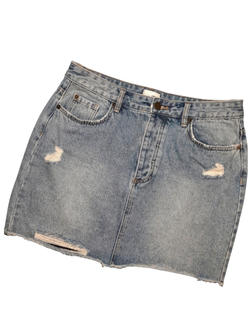 Amuse Society Distressed Denim Blue Jean Skirt SZ L